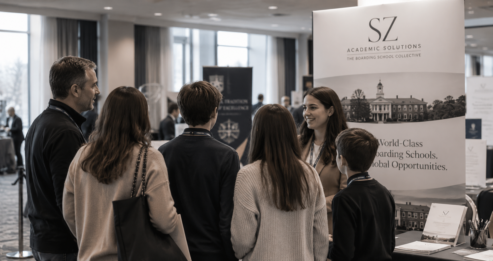 Families meeting the SZ Academic Solutions team at a boarding school fair